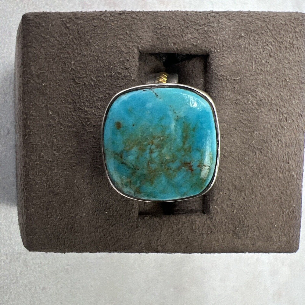 Native American Turquoise Ring Light Blue Vintage‎ Handmade Gold Braided Custom